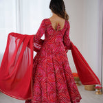 Red Color Viscos Reyon Fabric With Gotta Patti Work  Gown