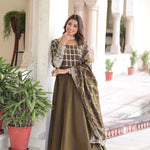 Vichitra Sequins Zari Embroidered Gown Suit Set
