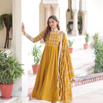 Vichitra Sequins Zari Embroidered Gown Suit Set