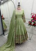 Red Color Coding Dori Work With Chinon Silk Gown