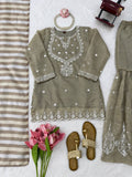 Salsa Silk Sharara Set with Thread, Sequin & Cutwork Embroidery