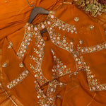 Faux Georgette Lehenga Saree with Ruffle, Mirror & Embroidery Work Blouse
