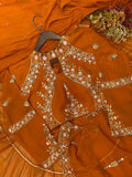 Faux Georgette Lehenga Saree with Ruffle, Mirror & Embroidery Work Blouse