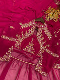 Faux Georgette Lehenga Saree with Ruffle, Mirror & Embroidery Work Blouse