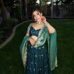 Japan Satin Thread With Sequene Work With Canvas Pata Lehenga