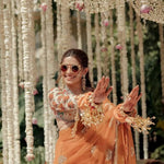 Wedding Special Embroidery Lace Border Butterfly Net Saree
