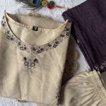 Cream Color Premium Roamn Silk With Embroidery Work Top Pent