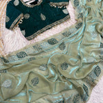 C Pallu With Multi Embroidery Work Saree
