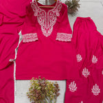 Sushi Silk Top Salwar Set with Embroidery & Lace Dupatta