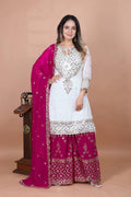Heavy Faux Georgette Emroidery Sequence Work Top Sharara