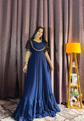 Rani Pink Color Georgette Plain Work Gown