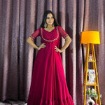Rani Pink Color Georgette Plain Work Gown