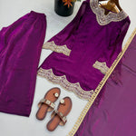 Fendy Silk Embroidery Codding & Real Mirror Work Top Bottom
