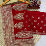 Blooming Vichitra Silk Embroidered Saree Set