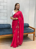 Rich Space Silk With Daimond Butterfly Work Saree