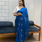 Rich Space Silk With Daimond Butterfly Work Saree
