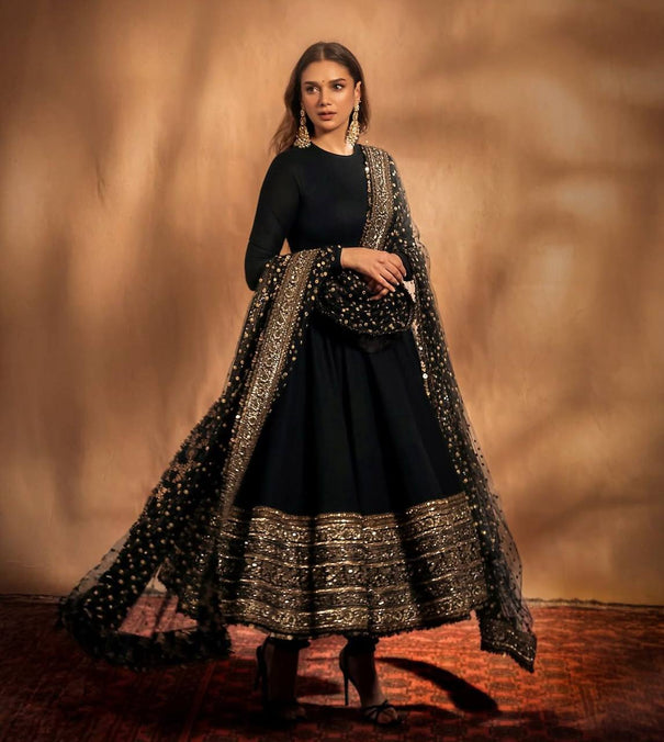 Fox Georgette Embroidery Work Gown
