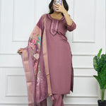 Purple Color Premium Roman Silk Kurti