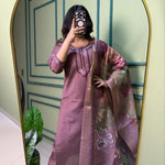 Purple Color Premium Roman Silk Kurti