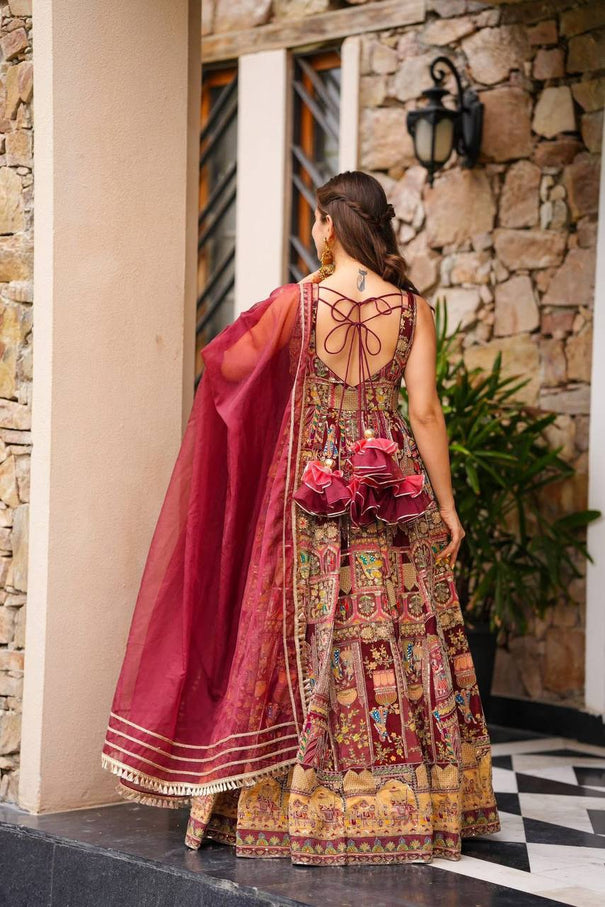 New Wear Jimmu Organza Silk With Digital Printed Gown