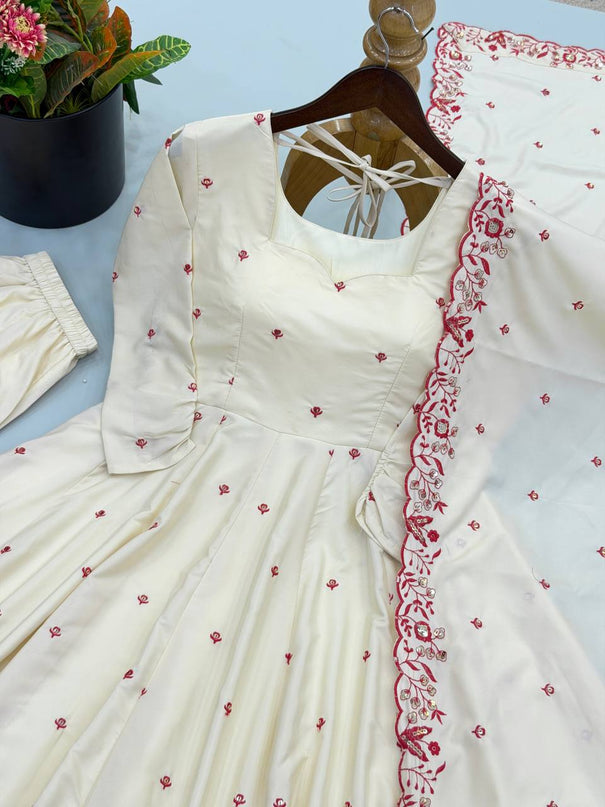 Diamond Silk Embroidery Work Aanakali suit
