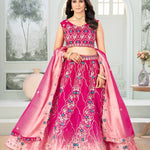 Pink Color chinon Pedding Embroidery Work Lehenga
