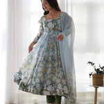 New Wear Organza Silk Floral Print Anarkali