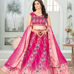 Pink Color chinon Pedding Embroidery Work Lehenga