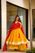 Off White Color Chinon With Hand Made Work Anarkali