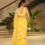 Yellow Color Premium Georgette With Print Work Lehenga Saree