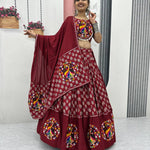 Pure Cotton Gamathi Work With Canvas Patta Lehenga Choli