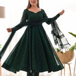 Green Color Fox Georgette Lukhnowi Sequence Work Anarkali