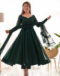 Green Color Fox Georgette Lukhnowi Sequence Work Anarkali