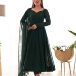 Green Color Fox Georgette Lukhnowi Sequence Work Anarkali