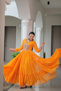 Navratri Special Faux Georgette Bandhani Print Work Gown