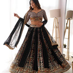 Black Color Faux Georgette Sequence Work Lehenga Choli