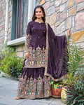Pure Chinon Silk Heavy Embroidery Work Top Plazzo
