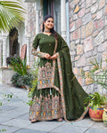 Pure Chinon Silk Heavy Embroidery Work Top Plazzo