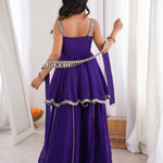 Soft Chinon Mirror Work Gown Palazzo Set