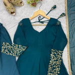 Georgette Sequence Embroidery Work Gown Set