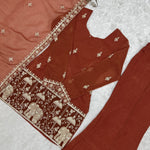Crunchy Silk Embroidery Sequence & Jari Work Top Bottom