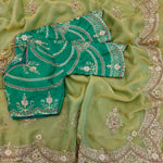 Premium Moss Chiffon Sequence Embroidery Work Saree