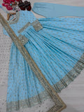 Heavy Pure Chinon Silk Embroidery Sequence Work Gown