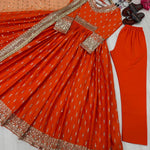 Heavy Pure Chinon Silk Embroidery Sequence Work Gown
