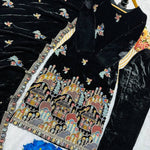 Black Color Havy Viscis Velvet Embroidery Work Top Pent