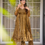 Brown Color Jimi Choo Thread Work Anarkali