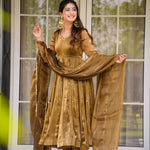 Brown Color Jimi Choo Thread Work Anarkali