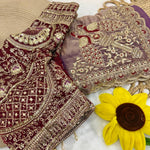 Space Satin Thread & Sequins Embroidery Work Saree