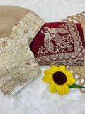 Space Satin Thread & Sequins Embroidery Work Saree