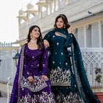 Gold Crush With Dual Sequins Embroidery Work Kurti Plazzo
